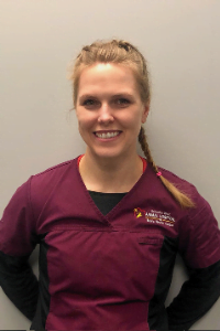 Kaitlan, animal care assistant at Edmonton West Animal Hospital